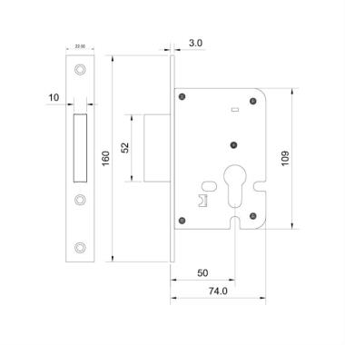 Closed Body Mortise Lock with Strike Plate, Double Throw Dead Bolt | Ozone