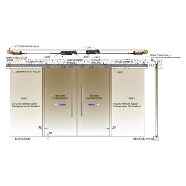 Complete Synchronised Door Set W|O Track for Framed | Wooden Door | Ozone