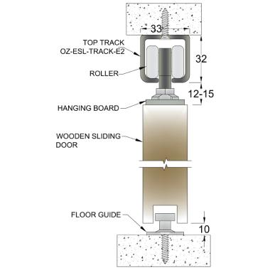 Sliding System Set W|O Track for Single Framed | Wooden Door of 80 Kg | Ozone