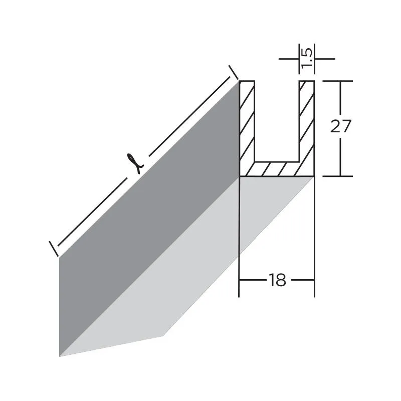 Stainless Steel Channel For 10 & 12mm Glass , NA , 900mm