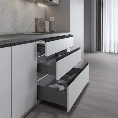 Ultra Slim Ergotec Drawer System with Partial-Extension and Soft-Close | Side Wall: Metal | Ozone