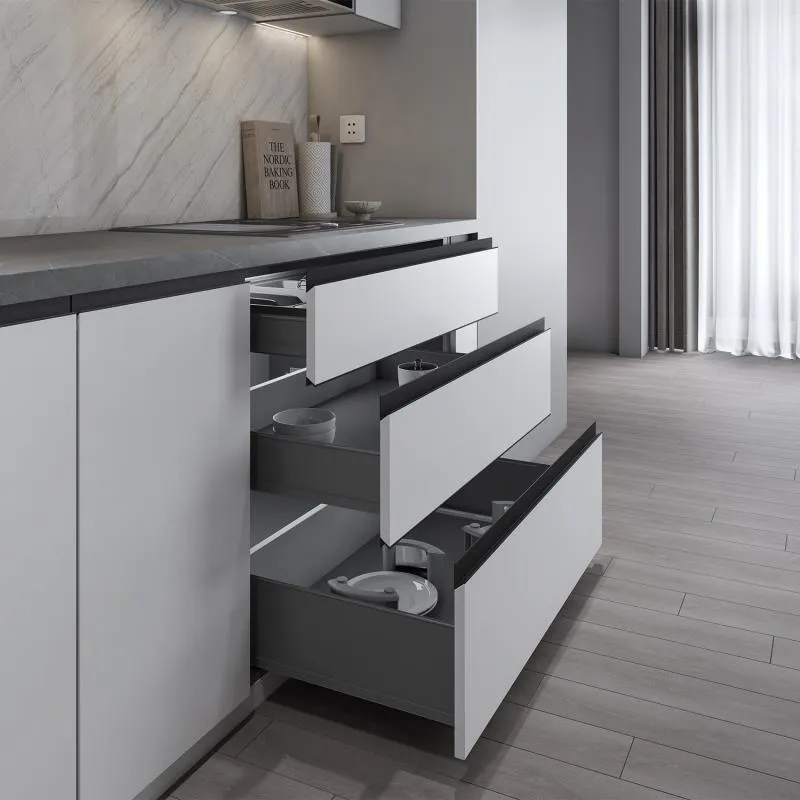 Ultra Slim Ergotec Drawer System with Partial-Extension and Soft-Close | Side Wall: Metal