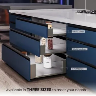 Slim Pro Ergotec Glass Drawer System with Full-Extension and Soft-Close | Side Wall: Glass | Ozone