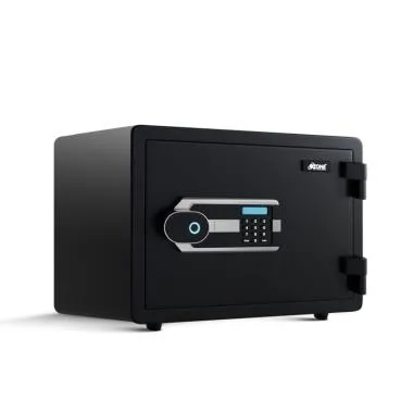 19 Litres Fire-resistant Safe Locker for Factories & Warehouses – Fingerprint Lock, 2-in-1 Unlocking (Fingerprint & Password), Size: 385H x 496W x 390D mm, Weight: 47 kg, 2-Year Warranty