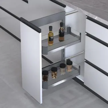 Adjustable Bottle Pull-out for  Efficient Storage for a CluttFree Kitchen  | Basket: Glass | Size: 200 MM
