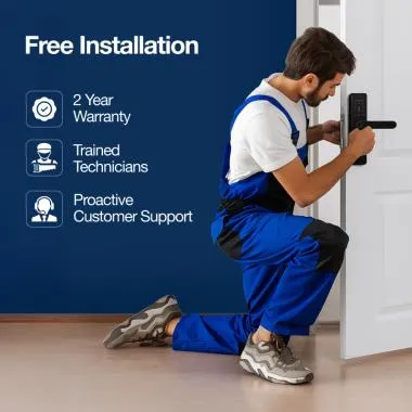 Smart Wi-Fi Lock for Wooden & Metal Doors, 4-Way Access, OzoLife App, Fingerprint, Password, RFID Card, 30-50 mm Door Thickness, Free Installation, 2 Years Warranty (Black) | Ozone