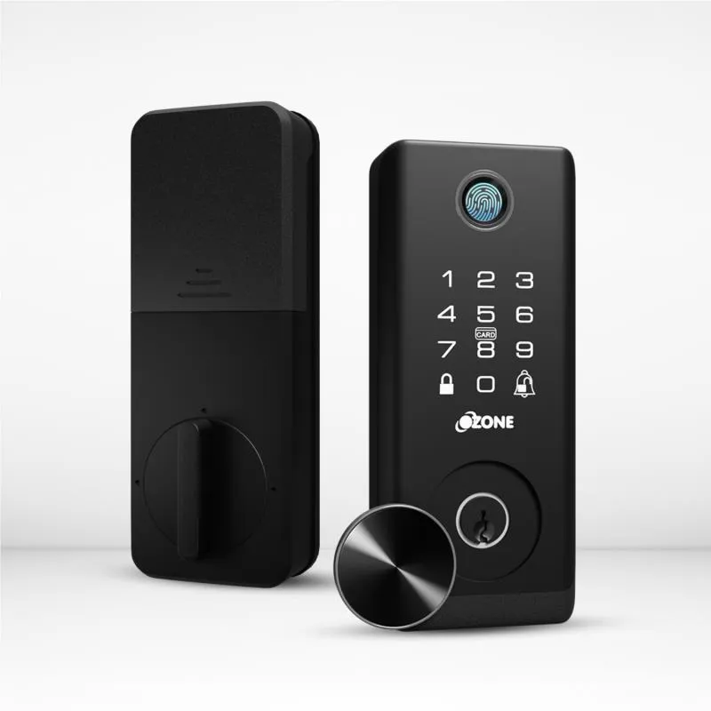 Deadbolt Lock for Wooden & Metal Doors, 4-Way Access, OzoLife App, Fingerprint, Password, RFID Card, 35-55 mm Door Thickness, Free Installation, 2 Years Warranty.