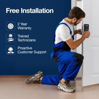 Deadbolt Lock for Wooden & Metal Doors, 4-Way Access, OzoLife App, Fingerprint, Password, RFID Card, 35-55 mm Door Thickness, Free Installation, 2 Years Warranty. | Ozone