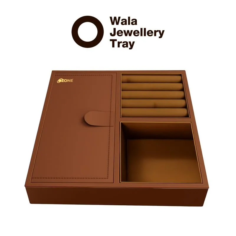 Jewellery Tray Organizer with Faux Leather & Velvet Lining | Ring, Bracelet, Cash & Accessory Holder