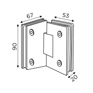 Glass-to-Glass Hinge 90° | Ozone