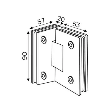 Glass-to-Glass Hinge 90° | Ozone