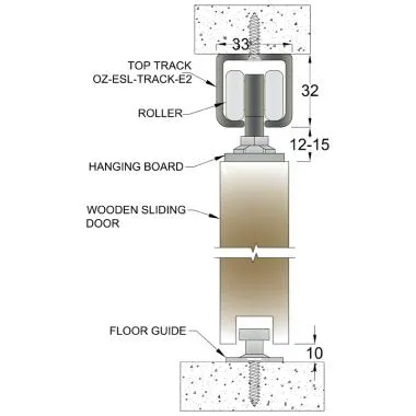Sliding System Set W/O Track for Single Framed / Wooden Door of 80 Kg | Ozone