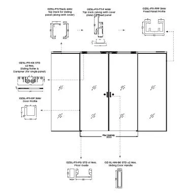 Minimal Sliding Door System -line drawing