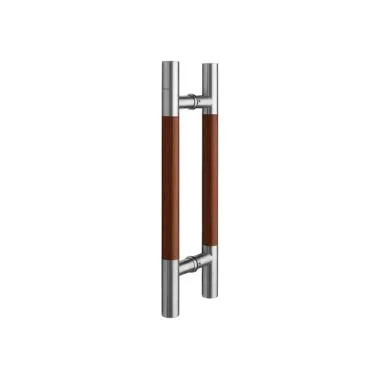 Glass Door Handle with Wooden Finish